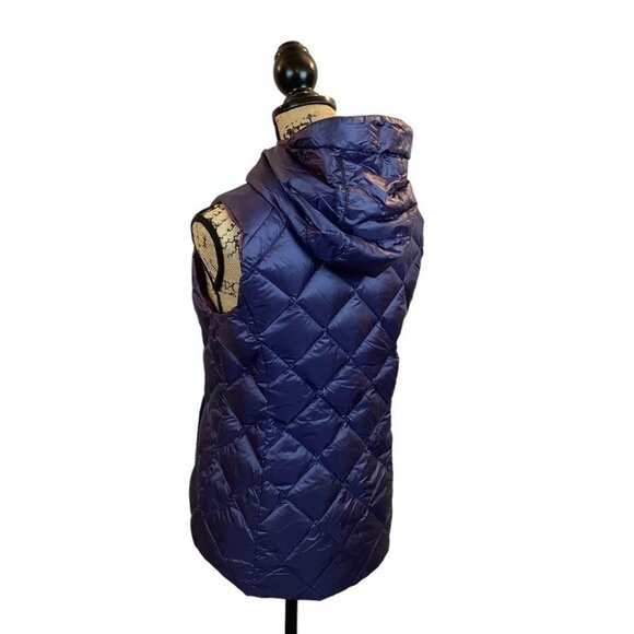 Womens Down Quilted Puffer Vest With Removable Hood Reversible Lightweight Small - Picture 7 of 16